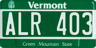 VT license plate ALR403