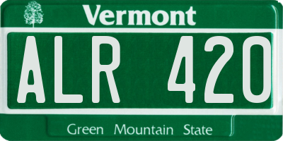 VT license plate ALR420