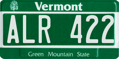VT license plate ALR422