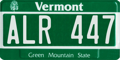 VT license plate ALR447