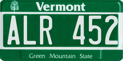VT license plate ALR452