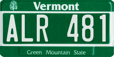 VT license plate ALR481