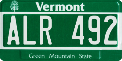 VT license plate ALR492