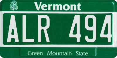 VT license plate ALR494