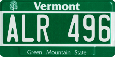 VT license plate ALR496