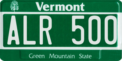 VT license plate ALR500