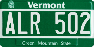 VT license plate ALR502