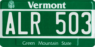 VT license plate ALR503