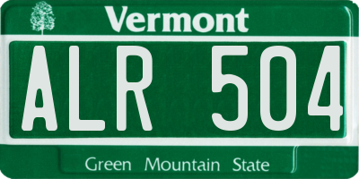 VT license plate ALR504