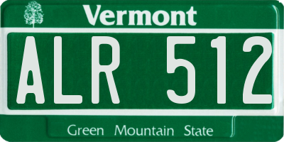VT license plate ALR512