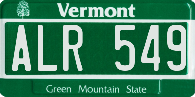 VT license plate ALR549