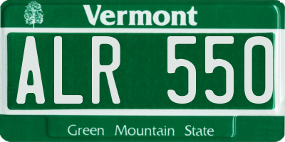 VT license plate ALR550