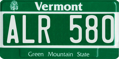 VT license plate ALR580