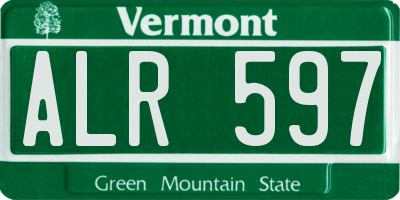 VT license plate ALR597