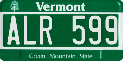 VT license plate ALR599