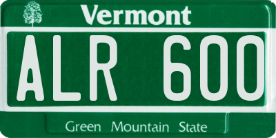 VT license plate ALR600