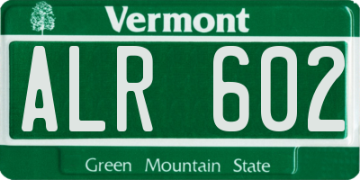VT license plate ALR602