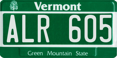 VT license plate ALR605