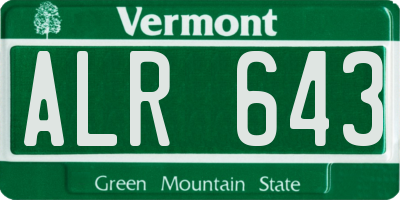 VT license plate ALR643