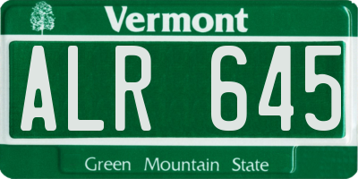 VT license plate ALR645