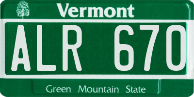 VT license plate ALR670