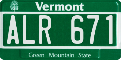 VT license plate ALR671