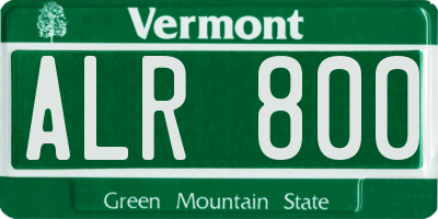 VT license plate ALR800