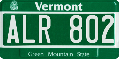 VT license plate ALR802