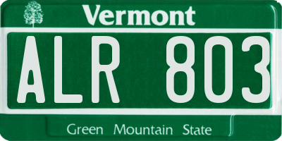 VT license plate ALR803