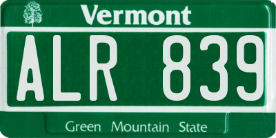 VT license plate ALR839