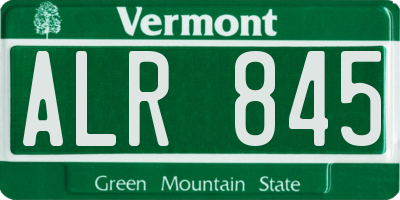 VT license plate ALR845