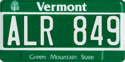 VT license plate ALR849