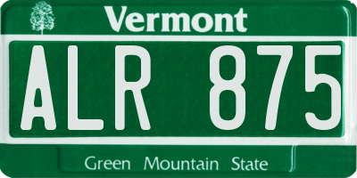 VT license plate ALR875