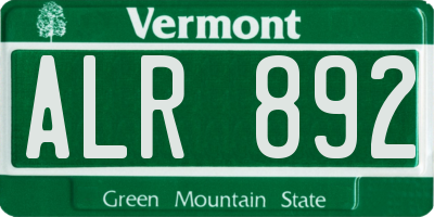 VT license plate ALR892