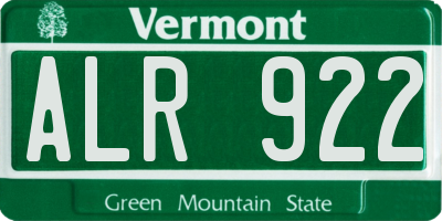 VT license plate ALR922