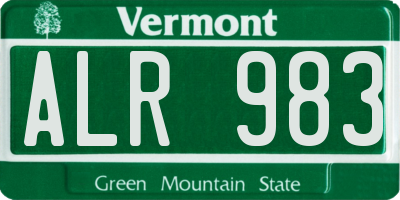 VT license plate ALR983