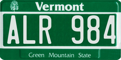 VT license plate ALR984
