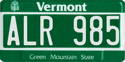 VT license plate ALR985