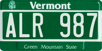 VT license plate ALR987