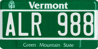 VT license plate ALR988
