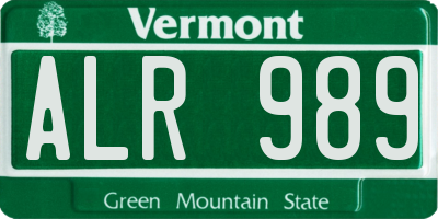 VT license plate ALR989