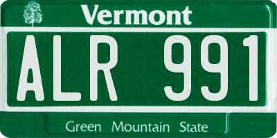 VT license plate ALR991
