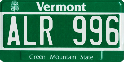 VT license plate ALR996