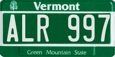 VT license plate ALR997