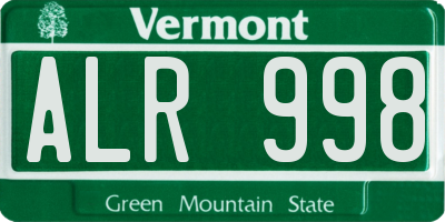 VT license plate ALR998