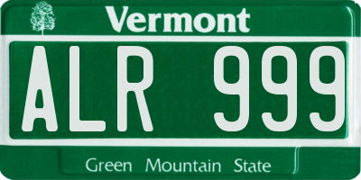 VT license plate ALR999