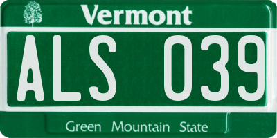 VT license plate ALS039