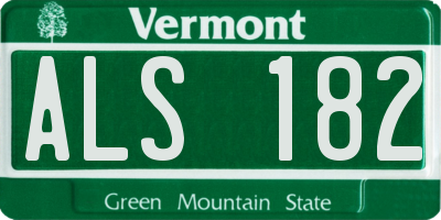VT license plate ALS182