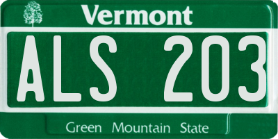 VT license plate ALS203