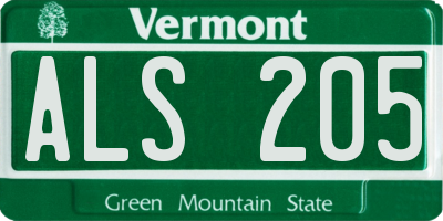 VT license plate ALS205